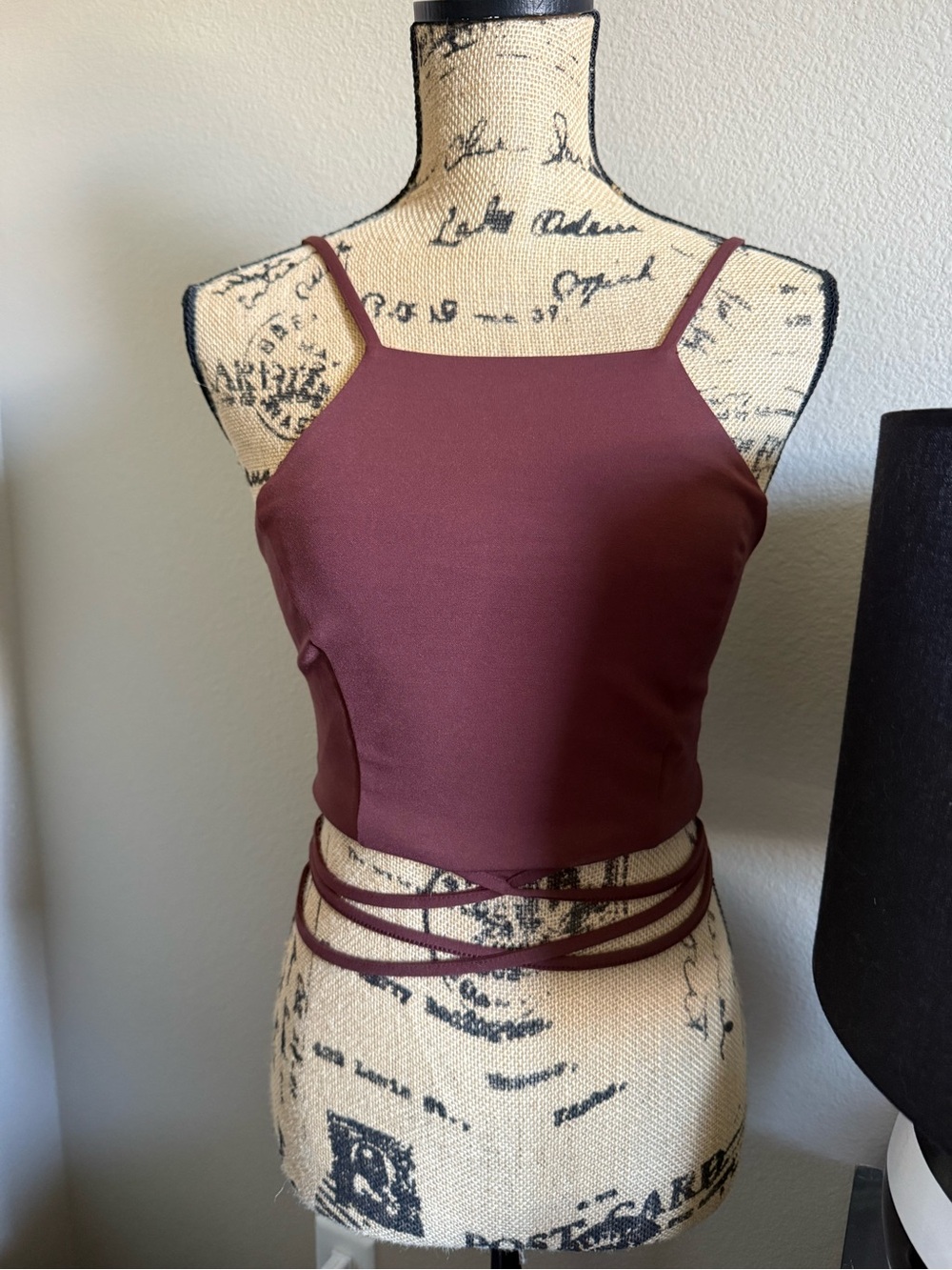 Express Wine Spaghetti Strap Cropped Tank
